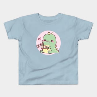 Cute Little Dinosaur Loves Japanese Sushi Kids T-Shirt